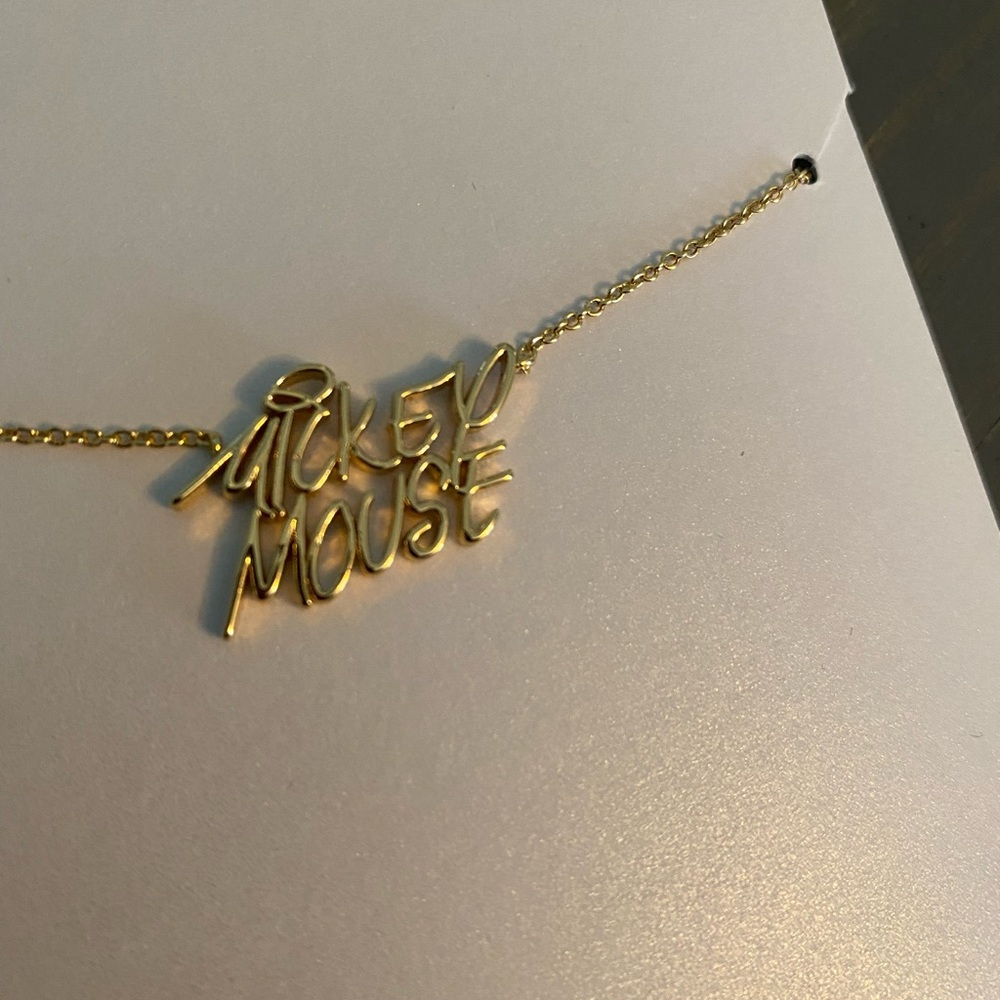 Disney x BaubleBar Gold "Mickey Mouse" Script Necklace - Picture 2 of 4
